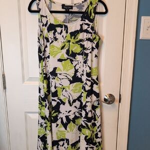 Perceptions Green and Black Floral Midi Dress
